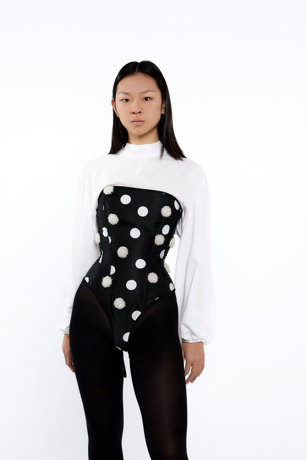 CAMISA DE GASA BLANCA CON LAZADA