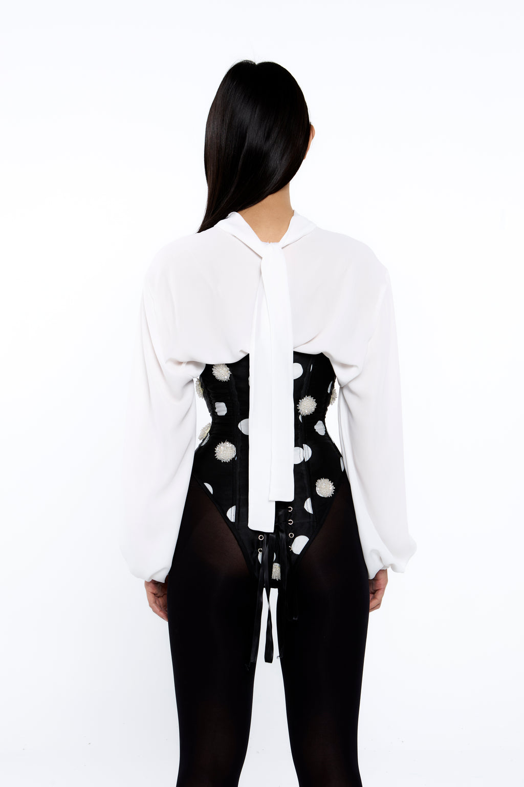 CAMISA DE GASA BLANCA CON LAZADA