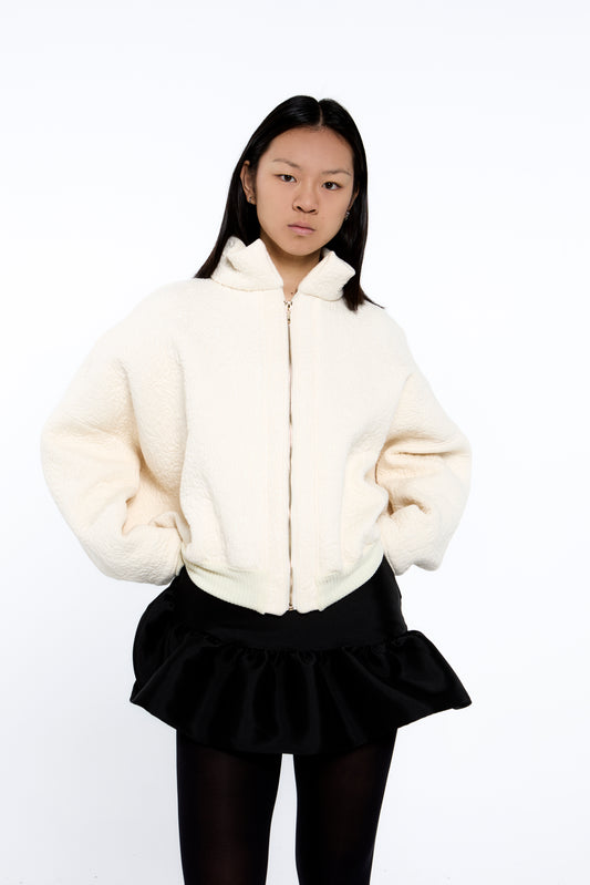 BOMBER CROP BLANCA
